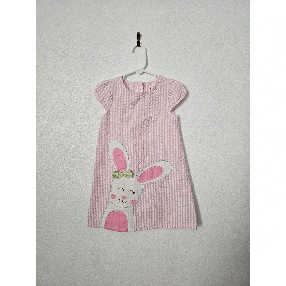 Bunny Rabbit Easter Pink and White Dress Toddler Size‎ 4